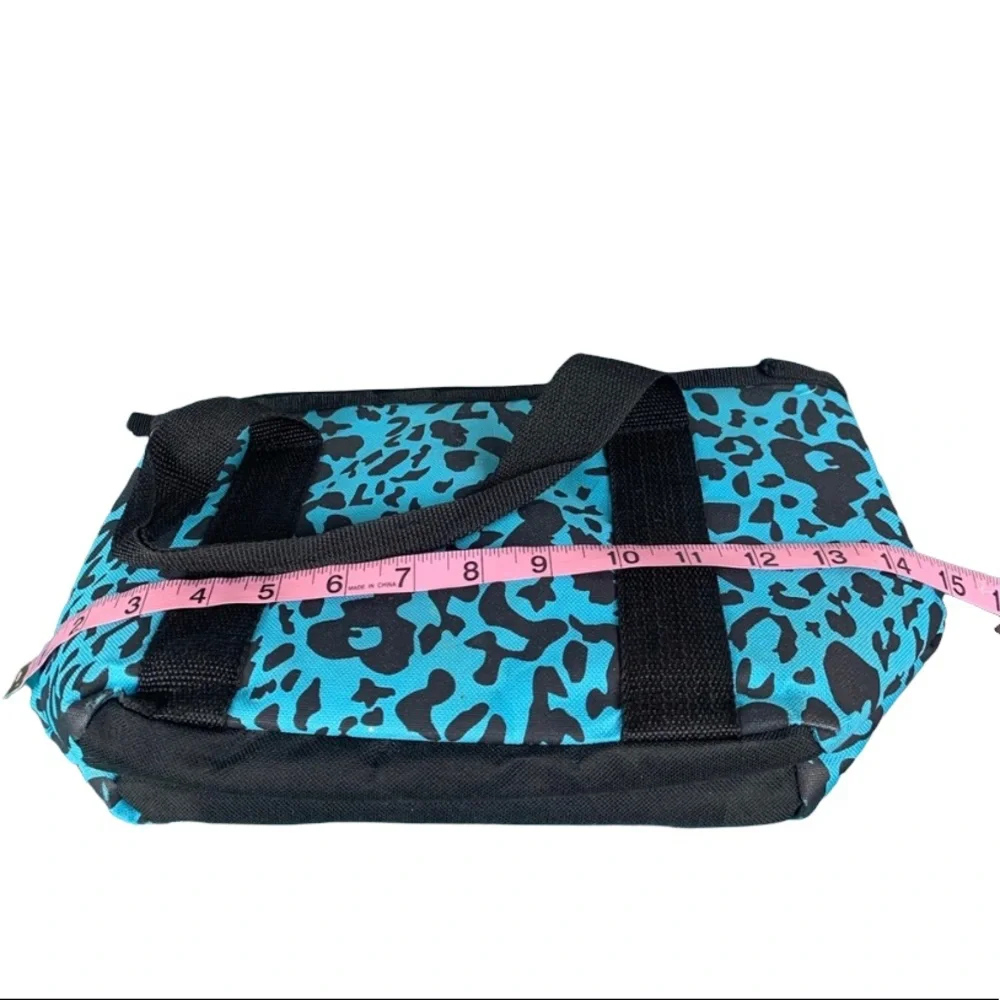 POLAR PACK:  Blue Leopard Print Insulated Lunch Bag Cooler